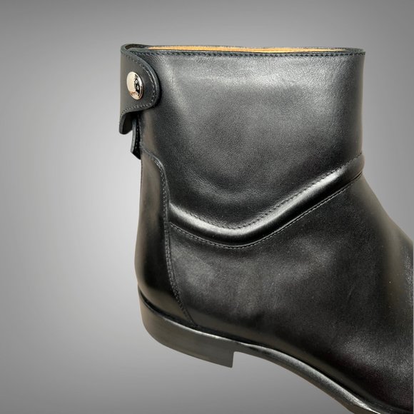 Hermes NIB Luxurious Black Calfskin Leather Ankle Boot EU Size 45 Shoes main image 13